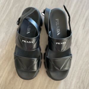 Prada Quilted Leather Platform Sandals
